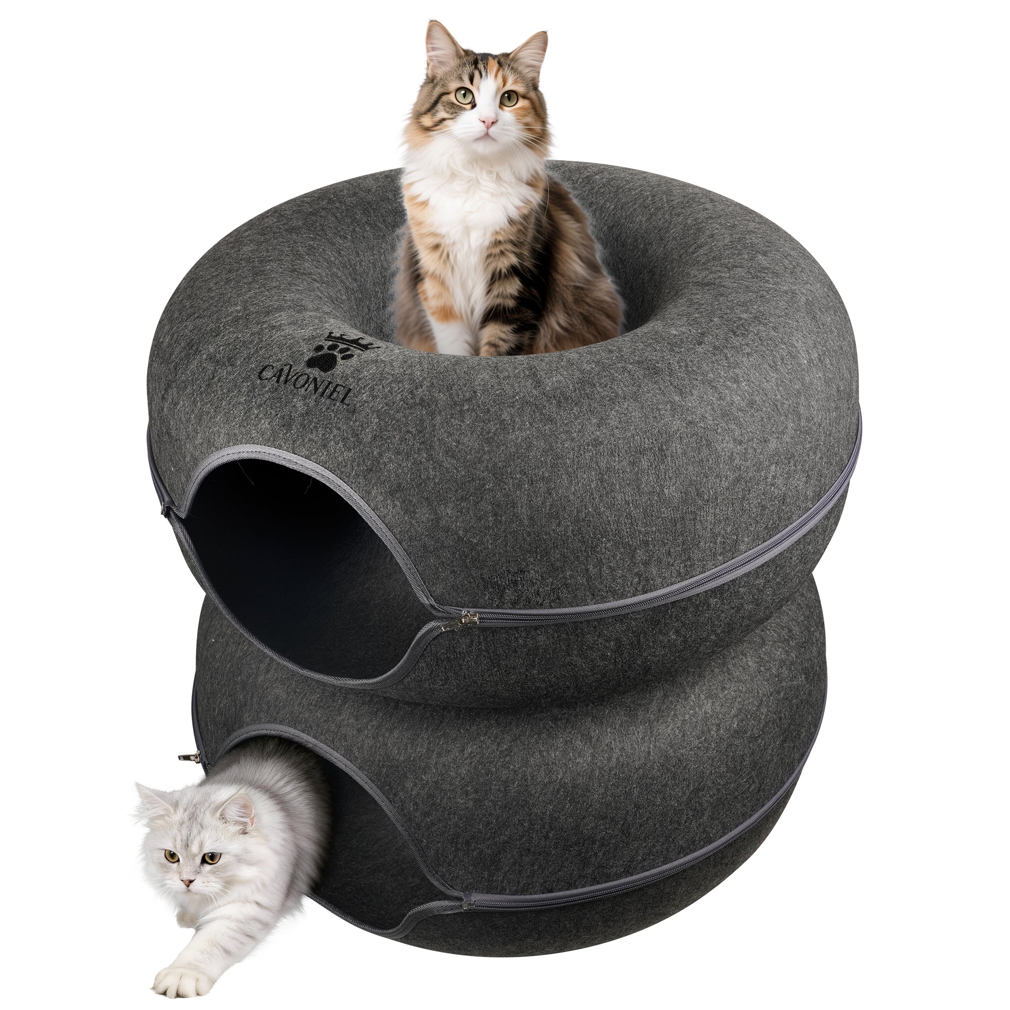 Cavoniel 2-Level Detachable Donut Cat Tunnel Bed